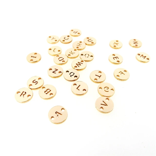 

1/20 14K Yellow Gold Filled (14KGF) 2 Holes 6mm Round Disc With S Letter 20ga For Jewelry Accessory ,Findings ,DIY Crafts