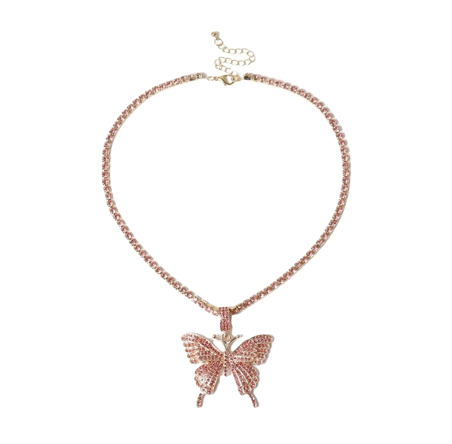 

2021 Summer New Jewelry Women's Trendy Butterfly Shape Pendant Gold Chain Multi Layer Choker Necklace Accessories Gift