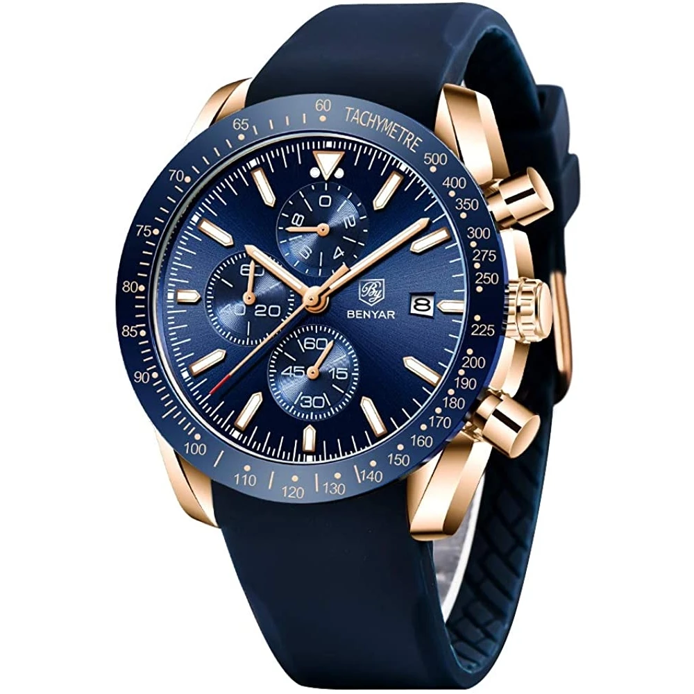 

BENYAR 5140 Men Watches Luxury Silicone Band Wristwatches Man Chronograph Quartz Military Watch Relogio Masculino