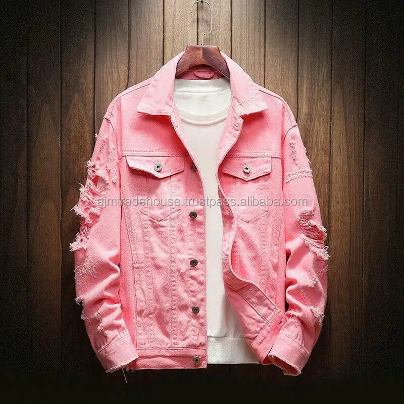 jaket denim pink