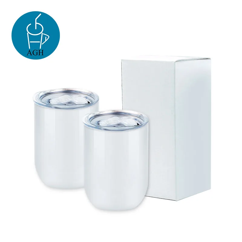 

USA Warehouse stocked white 12 oz straight skinny sublimation blanks stainless steel double wall insulated wine tumblers
