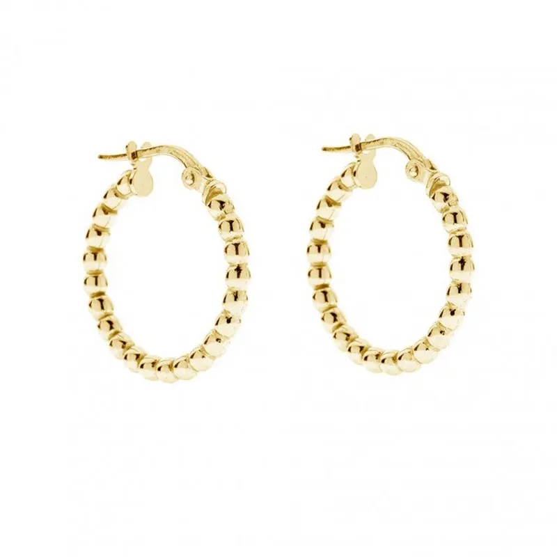 

s925 sterling silver jewellery round beads rhodium plated hoop earrings