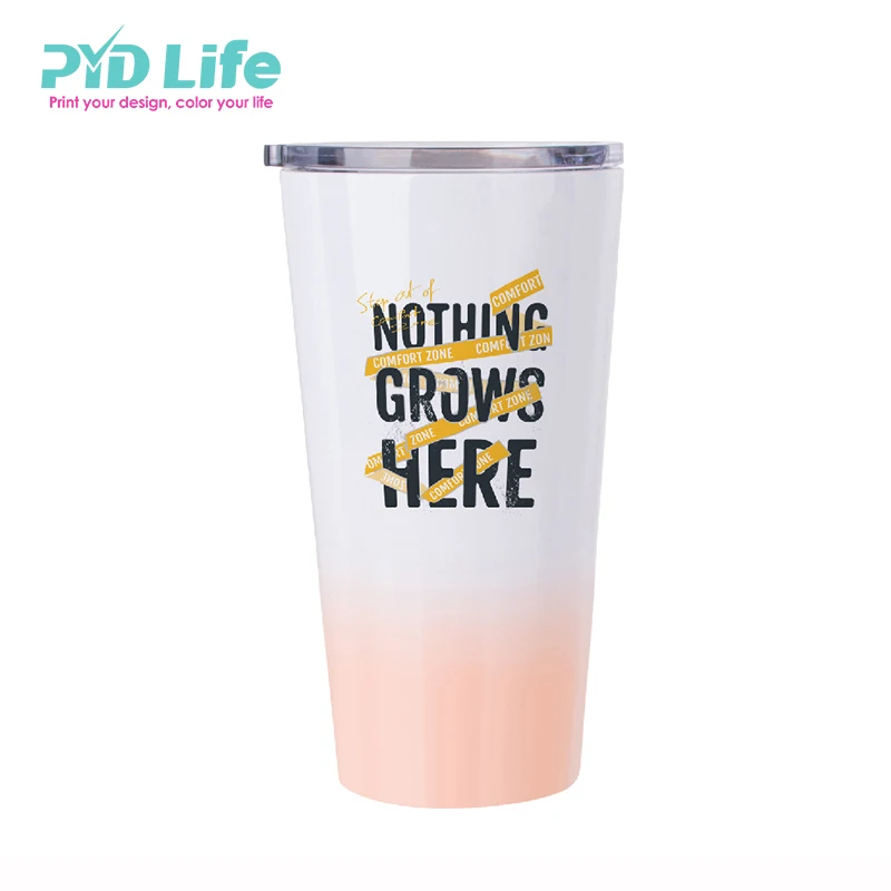 

PYD Life Stainless Steel Vacuum Insulated Gradual Change Color Tumbler Cups Customize Logo Coffee Mugs With Lid, White
