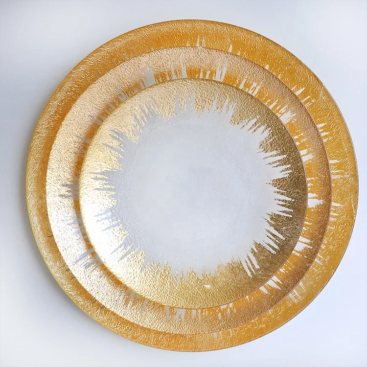 

Clear glass wholesale gold charger plates wedding, Clear or color coating