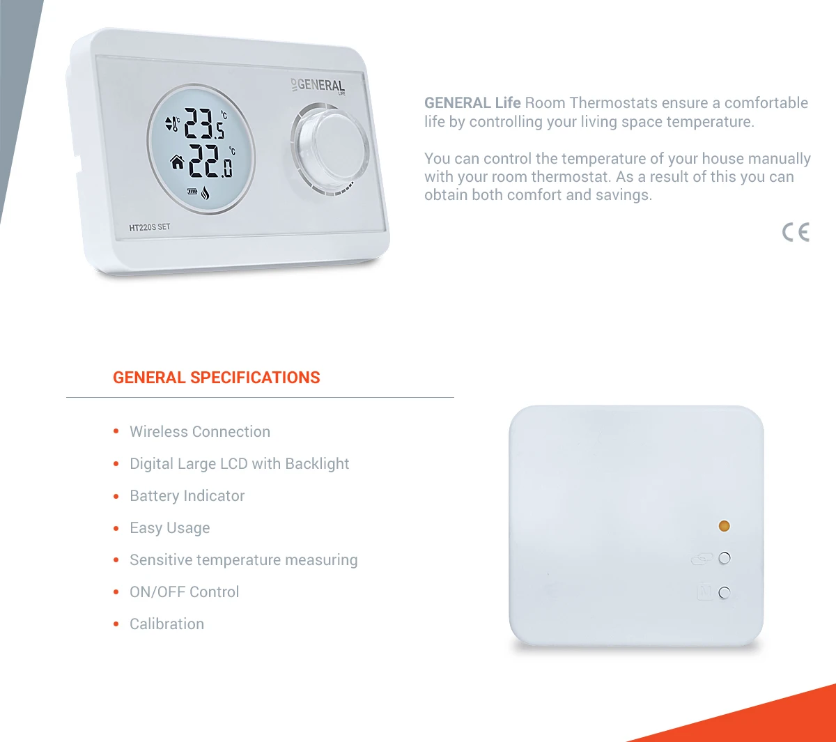 RF Wireless Digital Heating Room Thermostat HT220S SET