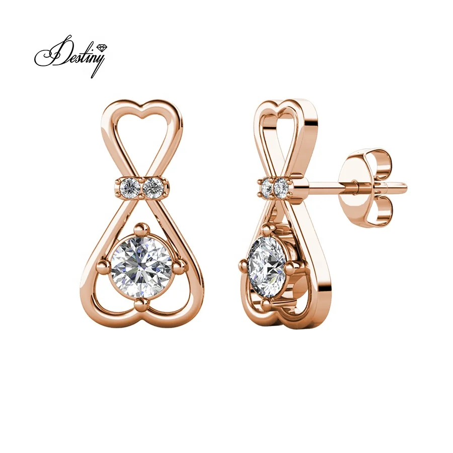 

Destiny Jewellery 2020 Premium Grade Crystal from Austria My Lovely Heart Women Stud Earrings, White /rose gold