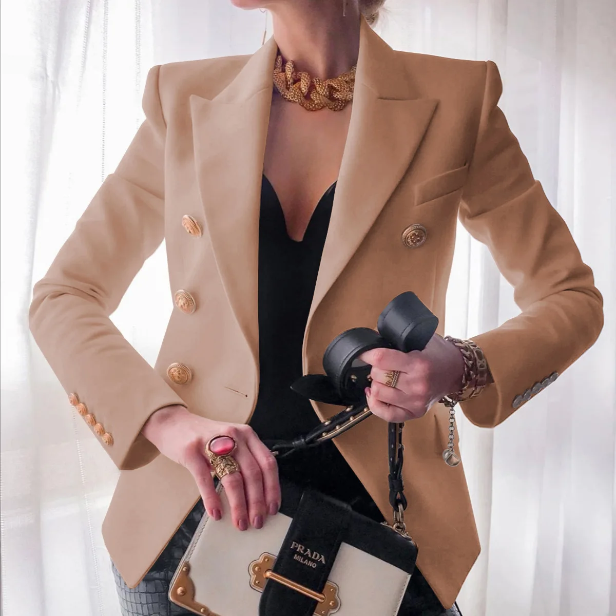 

Button Ladies Blazer Woman Work Suit Women's Jacket Office Lady Blazer and Jackets Female Blazer Femme 3XL