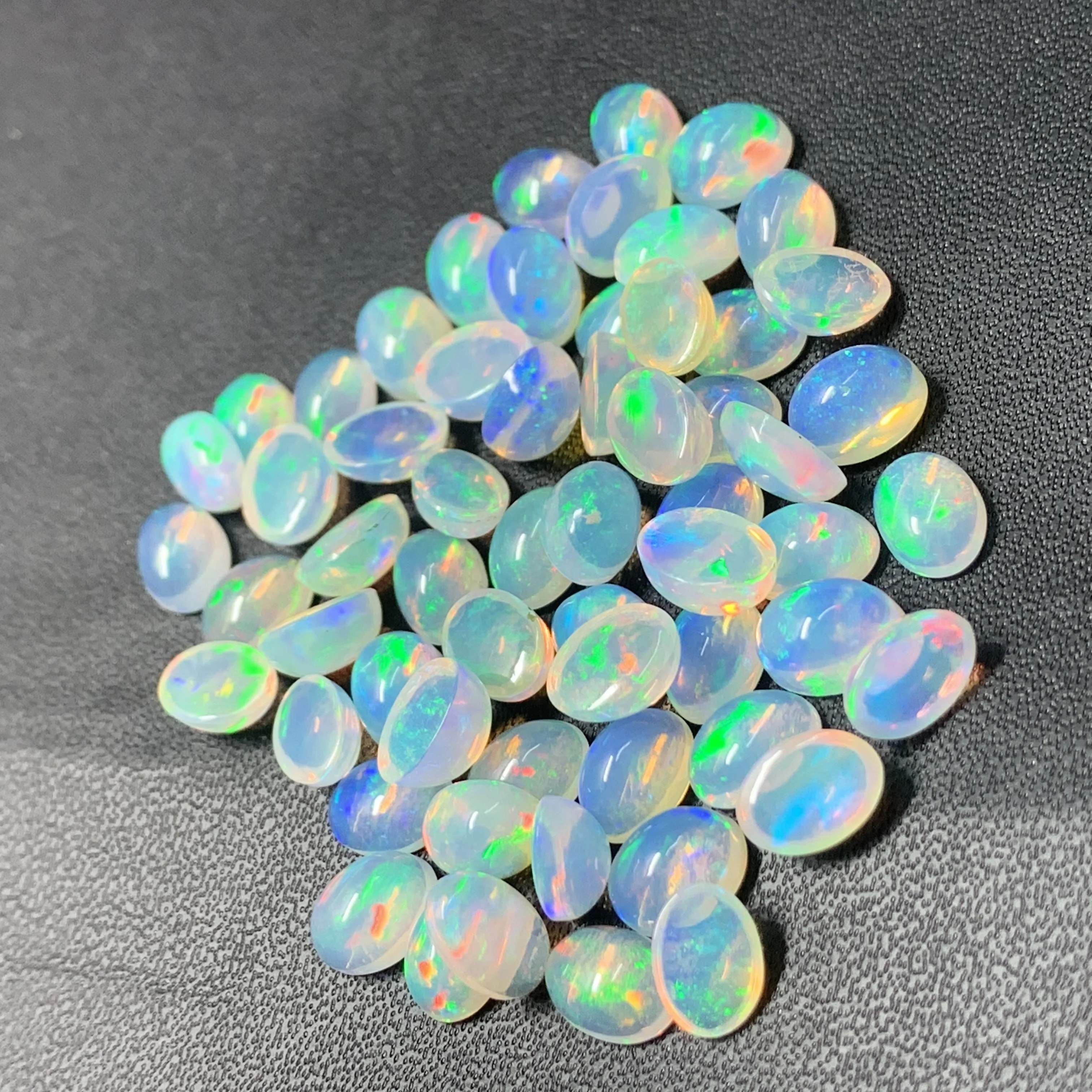 Size 7x8.5-6x10mm,Loose smooth Opal,For Jewelry Making BF-64 Quality Opal Flat Slice Cabochon Fancy 4 PCs,Natural Ethiopian Opal,AAA