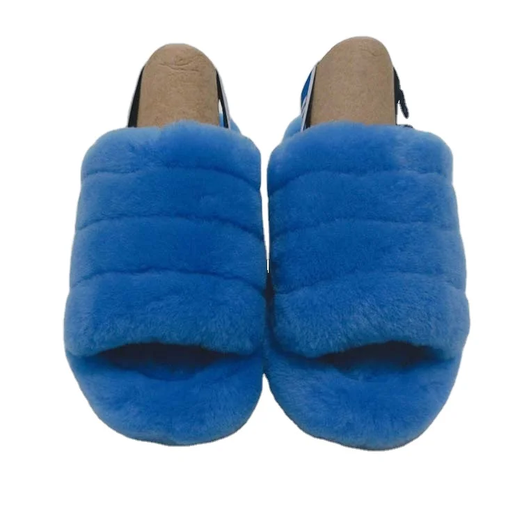 

Shoebox Card DHL Shipping Ugghing Furry Fuzzy Real Fur Luxury Indoor Strap Woman Oh Year Fluff Slippers Slides For Womens, Black blue red yellow grey cheetah