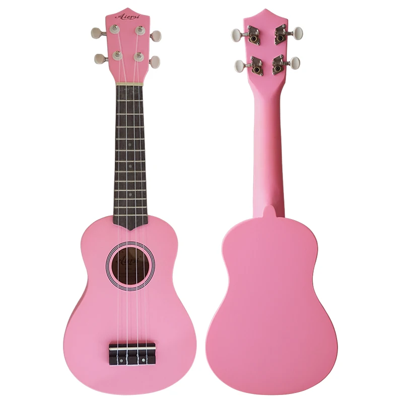 

wholesale price custom aiersi sinomusik pink colour basswood soprano ukulele 21 inch hawaii ukelele guitar