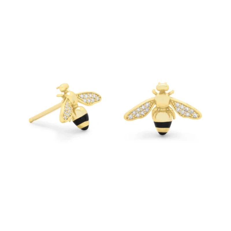 

ROXI 18k gold plated INS fashion small bee all-match stud earrings