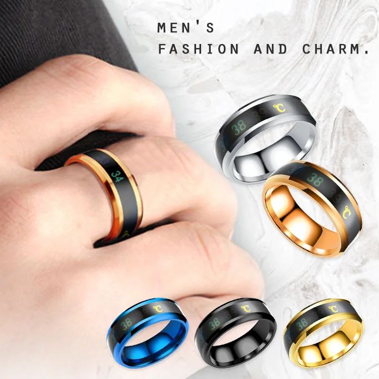 

Smart Ring Odetina Mens Rings For Men Wearable Technology Couple Titanium Jewelry Women Temperature Steel 2021 New, Black, gold, rose gold, blue, silver