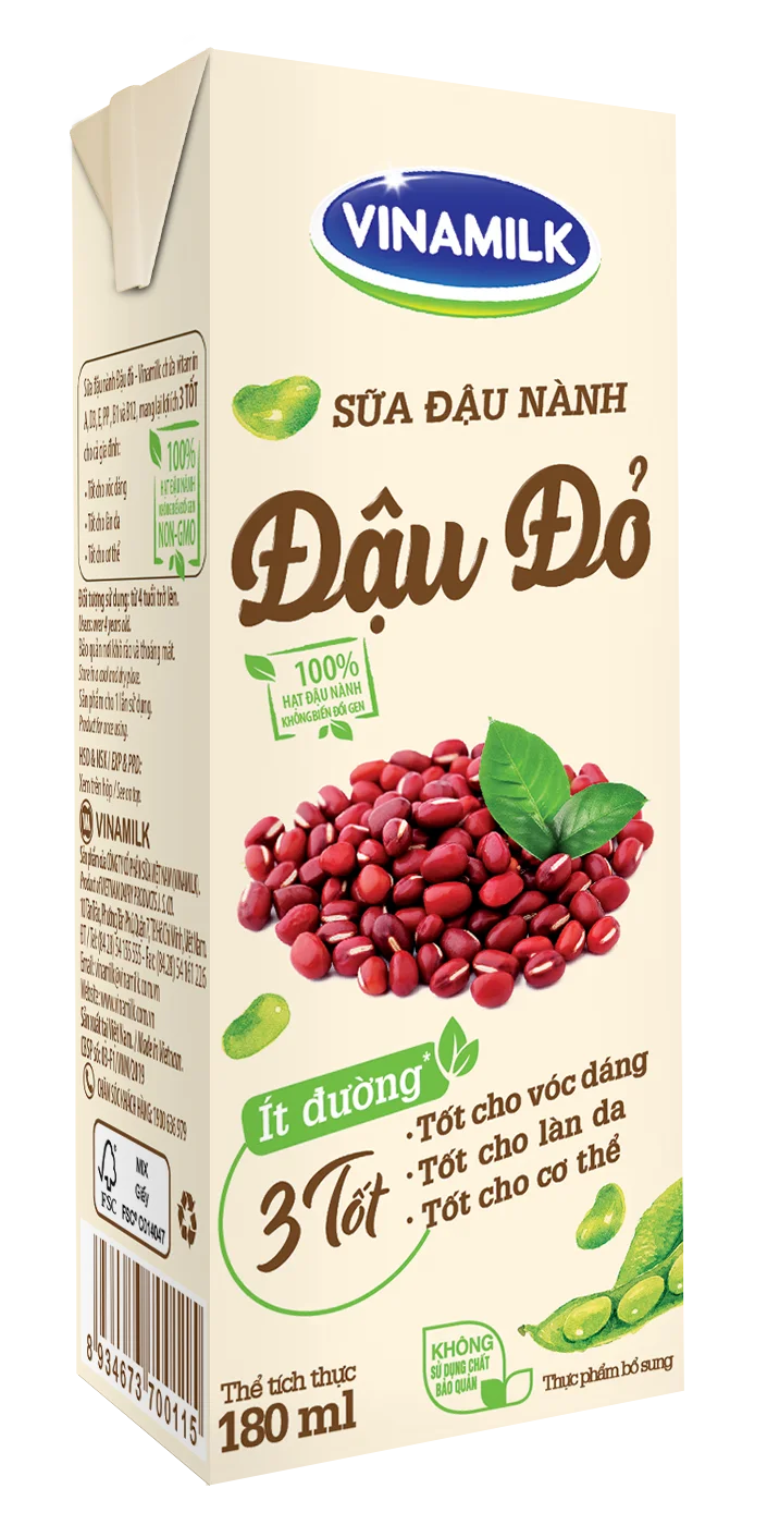 
Soy Milk - Vinamilk - Red Bean Flavor - Box 180ml 