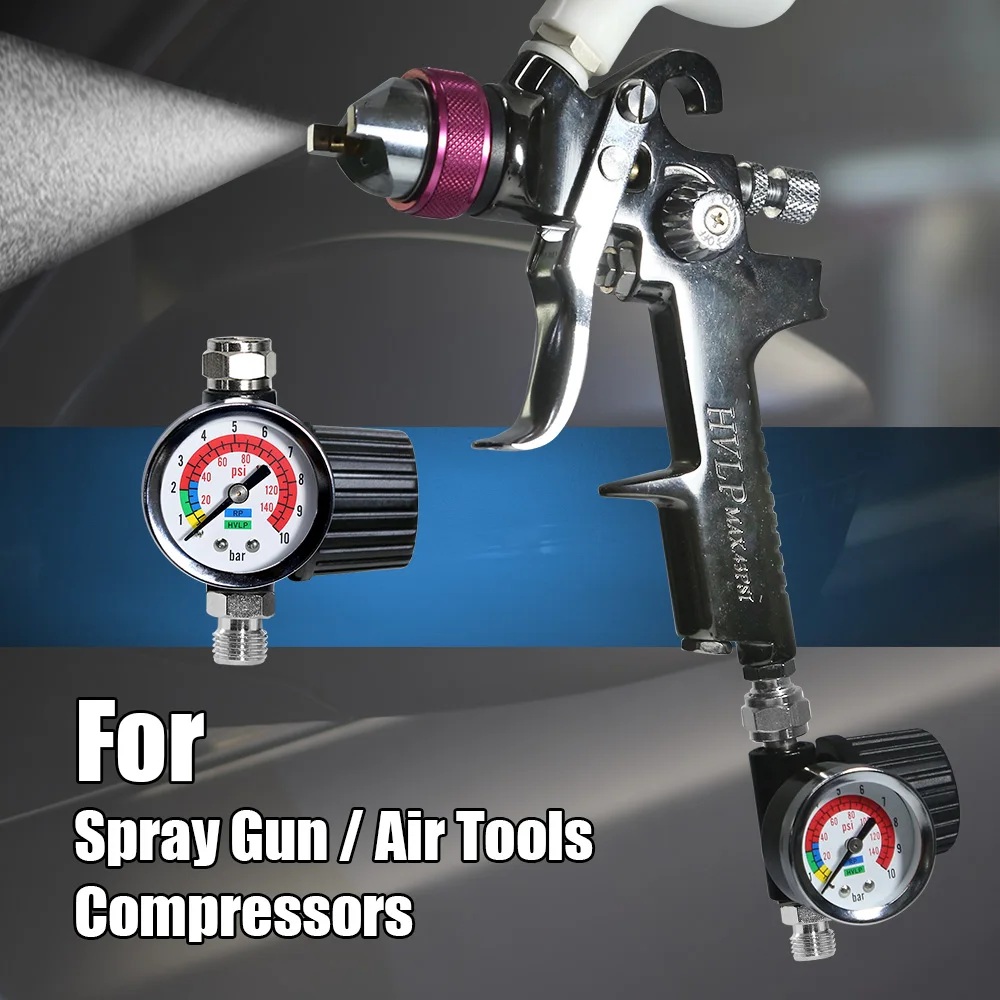 1/4" Spray PaintAir Pressure Regulator Gauge Pneumatic Tool Accessory HQ 
