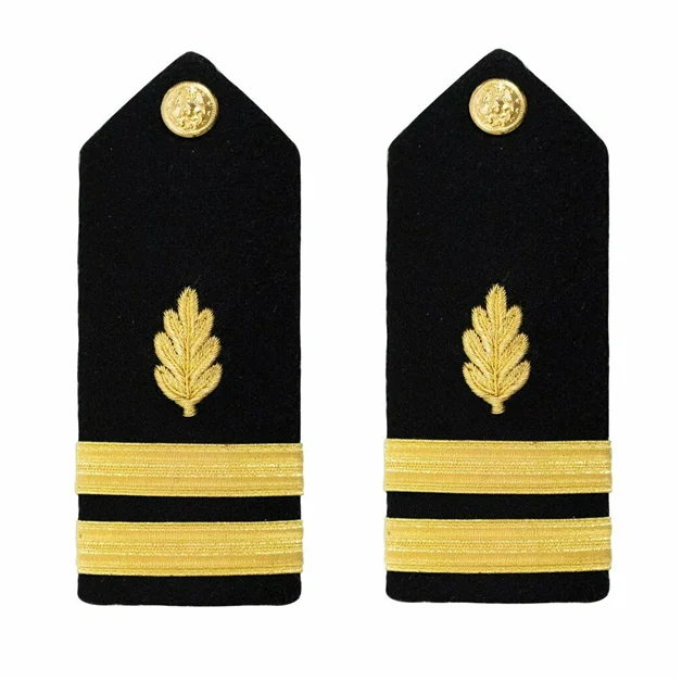 Navy Captain Epaulets 3 Bar Curl Gold Shoulder Board Insignia Ship ...