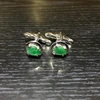 100% Natural Emerald Cufflinks 925 Sterling Silver Cufflinks Luxury Cufflink Polished Rhodium Zambian Emerald Cufflinks