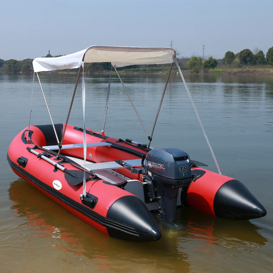 

3.6m Inflatable boat PVC air tube with aluminum floor rowing paddle boat for drifting and fishing, White, blude, red, yello etc