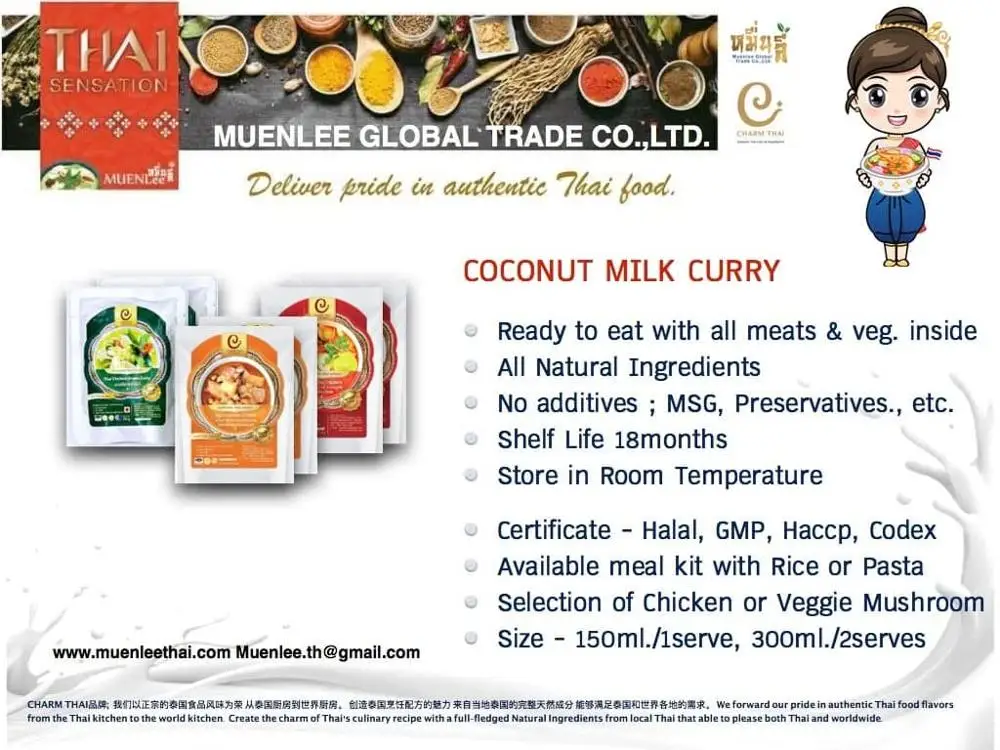 
Panang Chicken Curry Instant Halal Food from Thai Recipe with taste of Real Coconut Milk and Chicken Chunk 