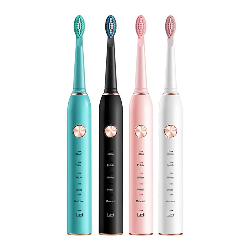 

LED Smart Whitening Teeth Sonic Care Soft Brush Electric Toothbrush, White/pink/green/black