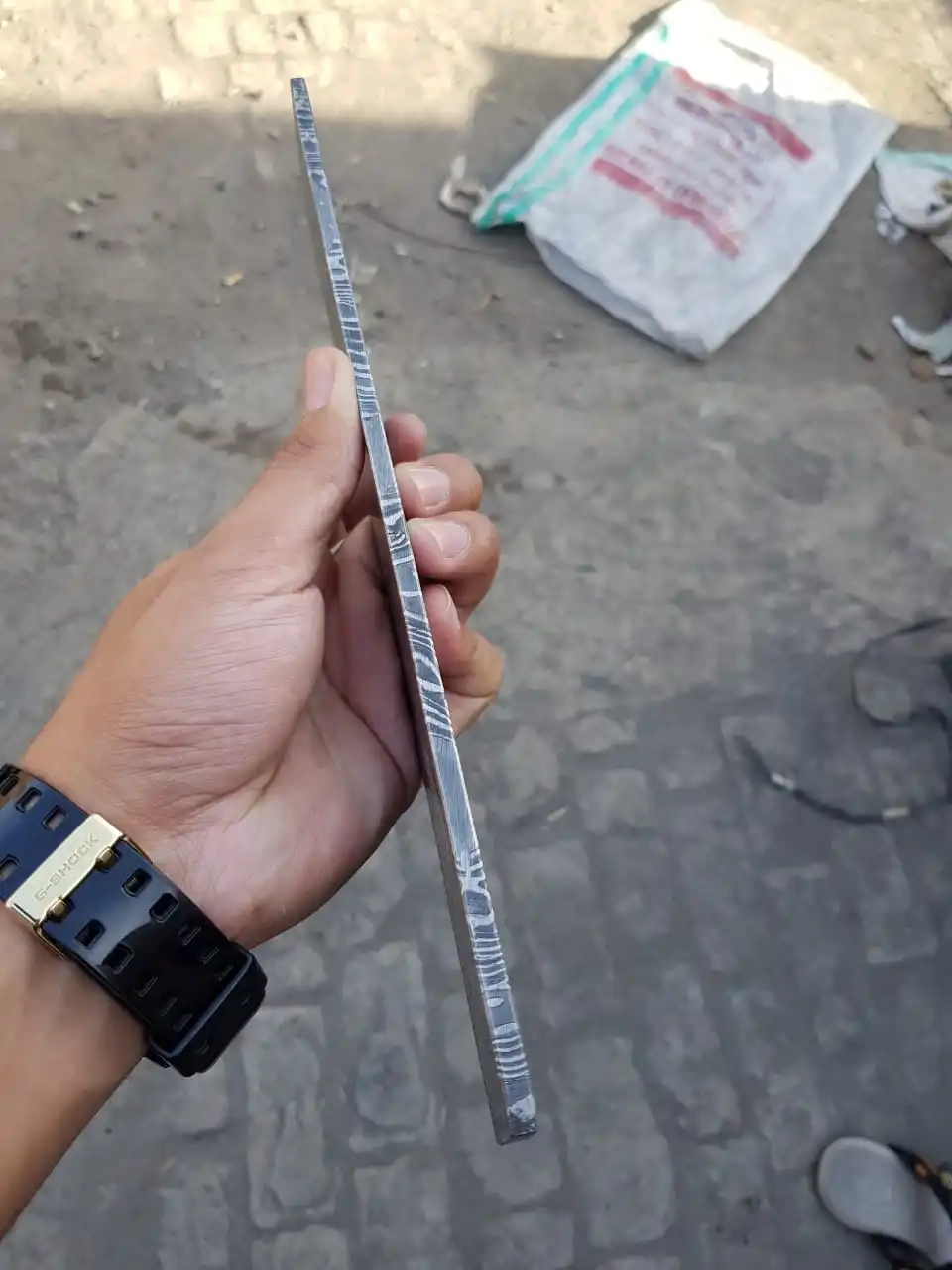 
Damascus steel mosaic basket pattern billet 