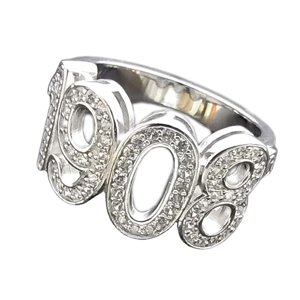 

Top quality Cubic 925 Sterling Silver plated Zircon custom LOGO Sorority Greek 1908 letter Delta Ring, Picture