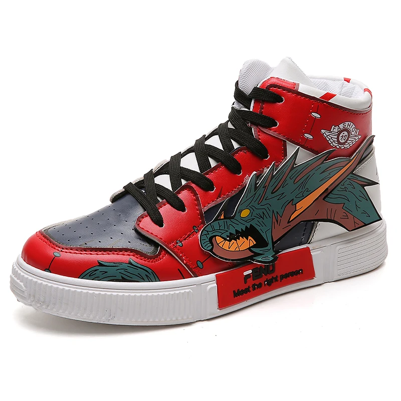 

Ziitop Dropshipping Hard-wearing Women Casual Shoes Anime High Top Sneakers Men Skateboard Shoes, 207 red,216 blue