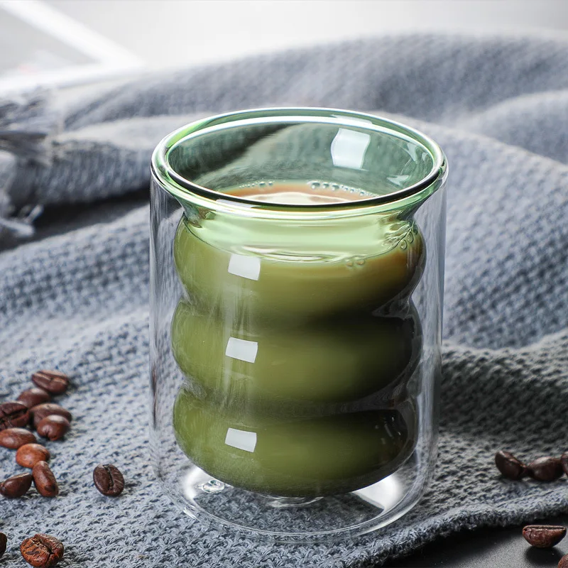 

Factory direct sales colorful double wall glass mug glass tumbler, Clear,amber,green,blue