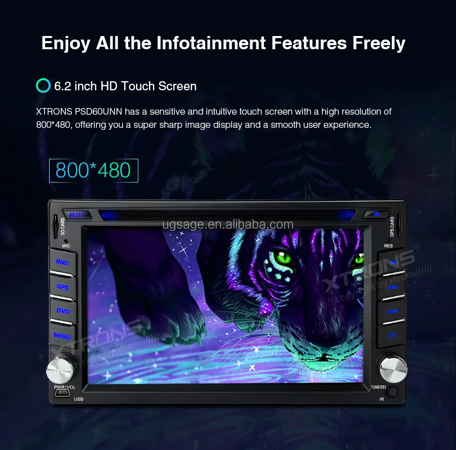 Xtrons 6.2" Auto Radio 2 Din Android Car Gps Bluetooth Wifi,Double