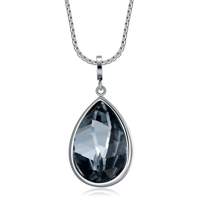 

Suppliers Faceted Gemstone Charm Jewellery Pendant Chain Stainless Steel Black Drop Crystal Necklace Jewelry for Women