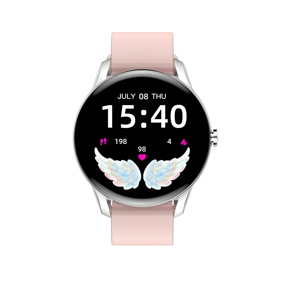

2022 New Reloj Watch KW52 Smart Watch For Men And Women Full Touch Fitness Tracker Blood Pressure Smart Clock Ladies Smart Watch, White black pink