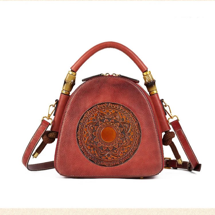 

Ready To Ship 2021 Leather Vintage Handbag Designer Embossed Totem Cross Body Bag Handbag