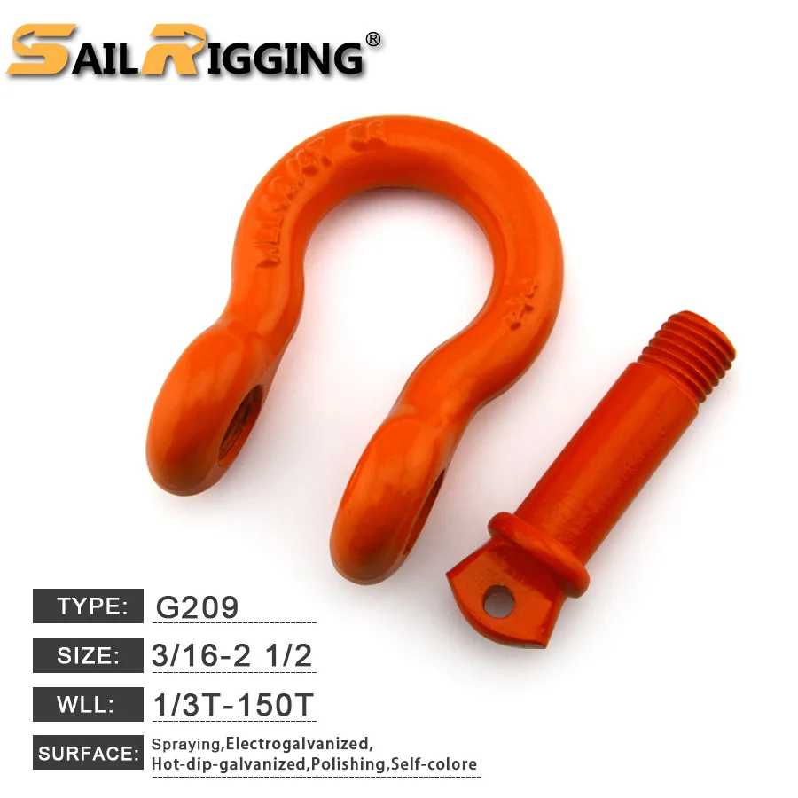 
U.S. Type Galvanized Carbon Steel Screw Pin Shackle Drop Forged Anchor Bow Omega 3/4 Shackle 