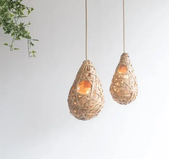 Vintage lampenkap hanger bamboe vietnam stof lampenkap handgemaakte 2019