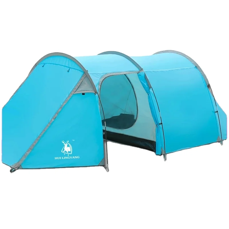 

outdoor products 3-4 people double room one hall tunnel tent camping rain Open tent Throw pop up tents Hiking Family Beach large