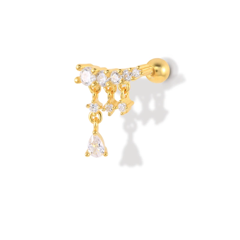 

CANNER 2022 Body Piercing Jewelry 925 Sterling Silver 18K Gold Minimalist Zircon Earrings For Woman