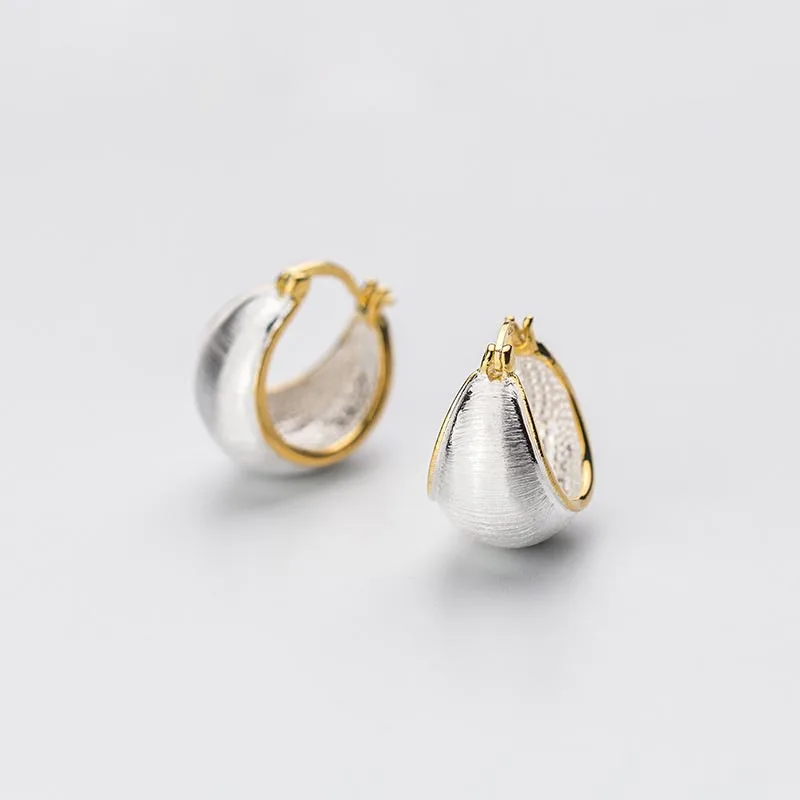 

E2129 New Arrivals Special Hip Hop Jewelry Sterling Silver 925 Round Brushed Gold Earrings