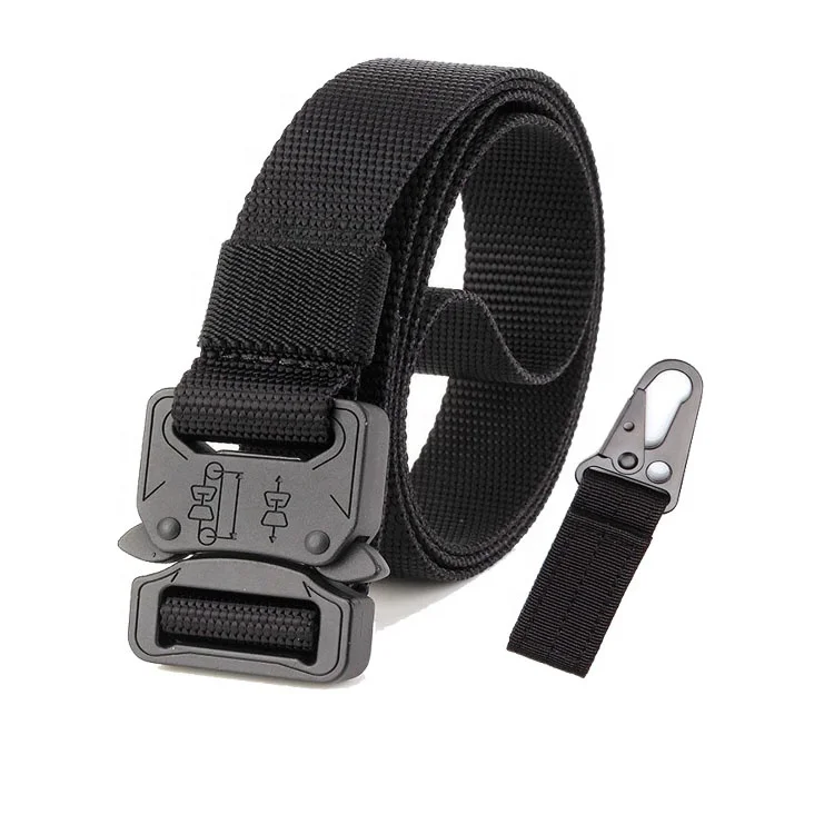 

Private Label 38mm Nylon Webbing Mens Black Heavy Duty Security Belt with Free Keychain, Black, woodland, green, khaki, camo