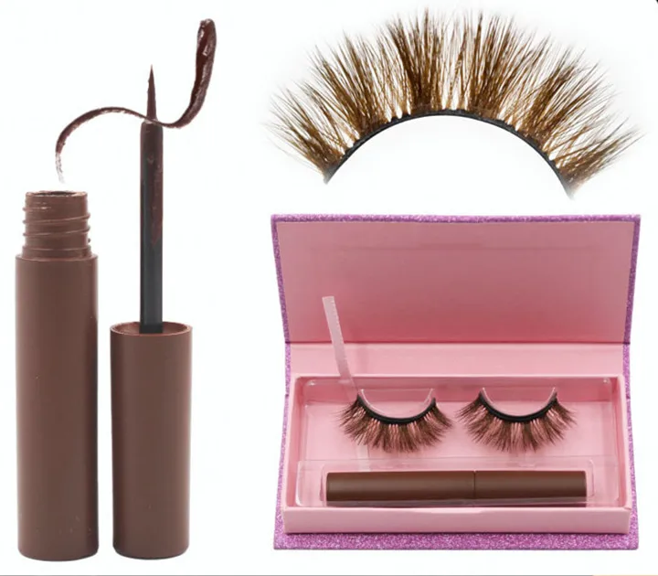 

1pair/2pairs Eyelashes Magnetic Pen Brown Magnetic Eyelashes Singles Packing Box