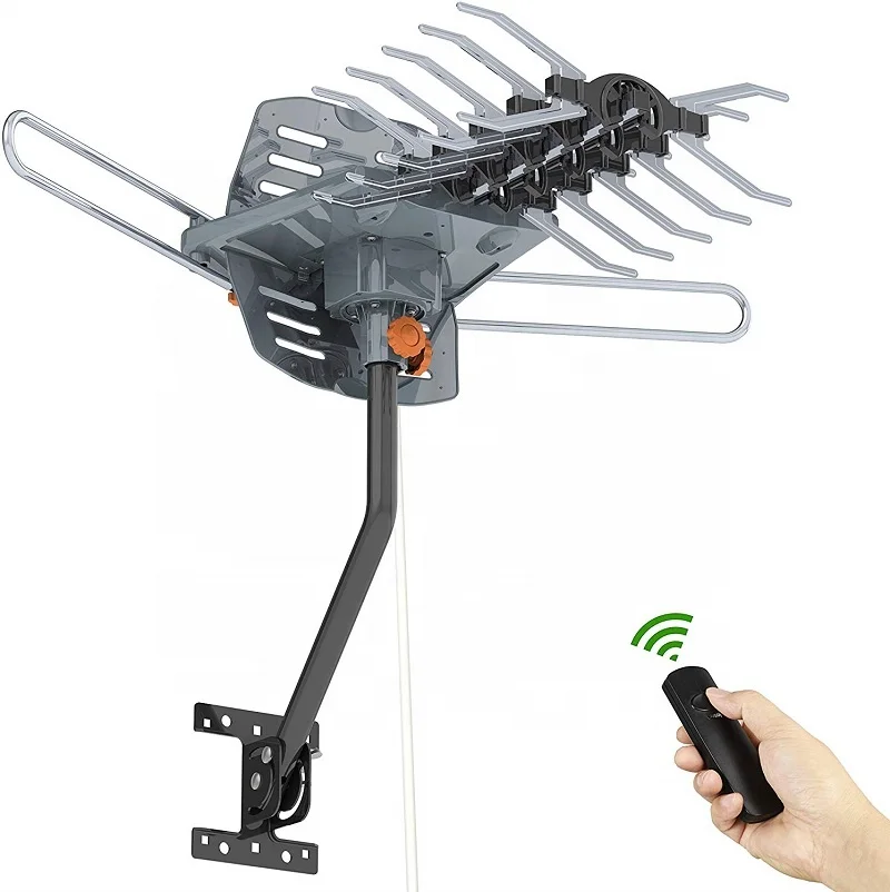 

Outdoor Amplified Digital HDTV Antenna 150 Mile Motorized 360 Degree Rotation Amplified HD TV Antenna for 2 TV Support