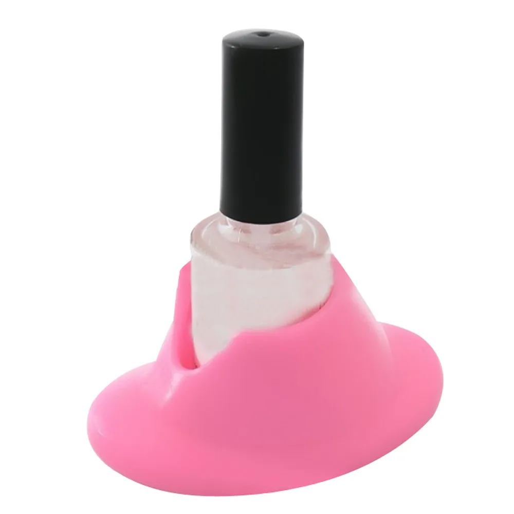 

Professional Proof Wearable Finger Manicure Acrylic Nail Art Display Tools Nail Gel Polish Holder Stand, White, pink