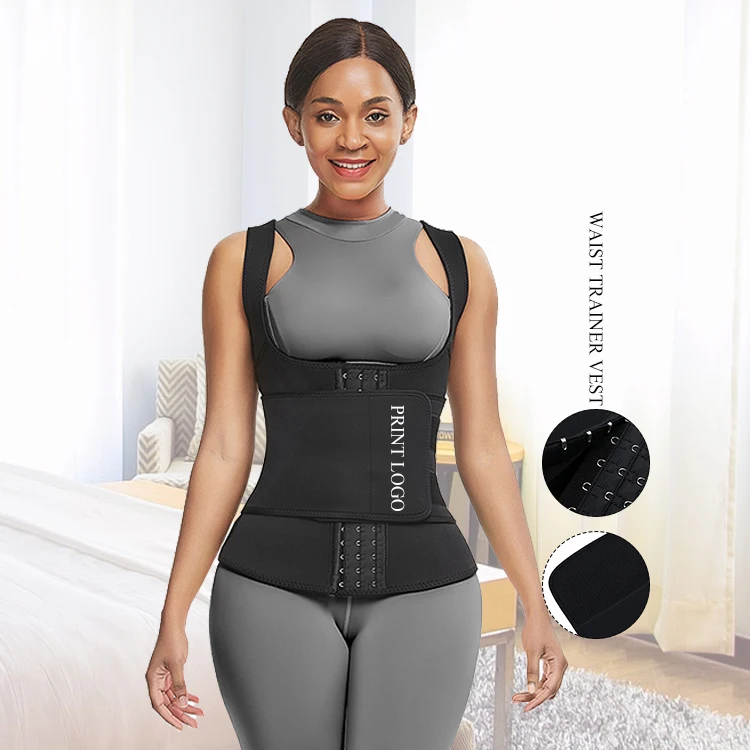 

Custom Logo Adjustable Hooks Tummy Control Jogging Wear Neoprene Sweat Sauna Tank Top Women Waist Trainer Vest Shaper