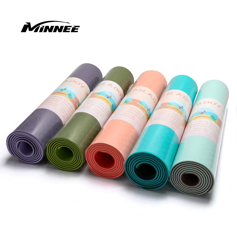

2021 MINNEE Eco Friendly TPE Non Slip Yoga Mats by SGS Certified,72"x24" Extra Thick 1/4" for Yoga Pilates Fitness Exercise mat, All colors are provided