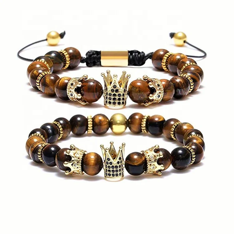 

Crown Bead Bracelet King Queen Luxury Charm Couple Jewelry Adjustable Bracelet for Men Women