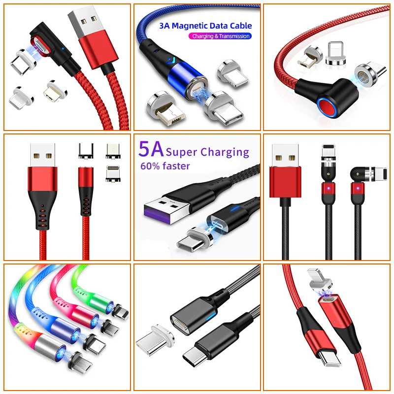 2020 original design  USB C /USB A to Micro/type c/ios Magnetic Braided Charger Charging Cable micro usb cable for android /ios