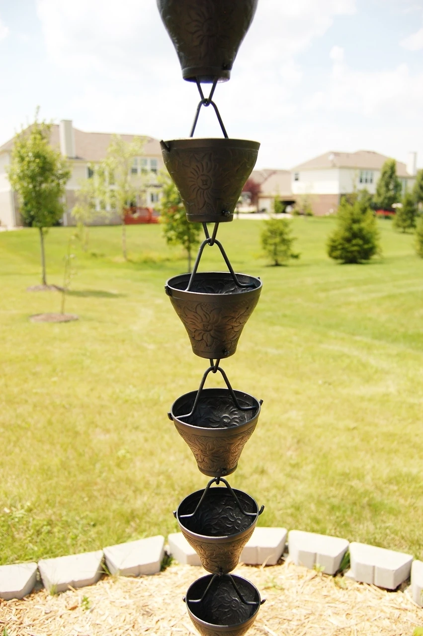 Modern And Luxury Rain Chain Copper Double Loop Link Rain Chain For