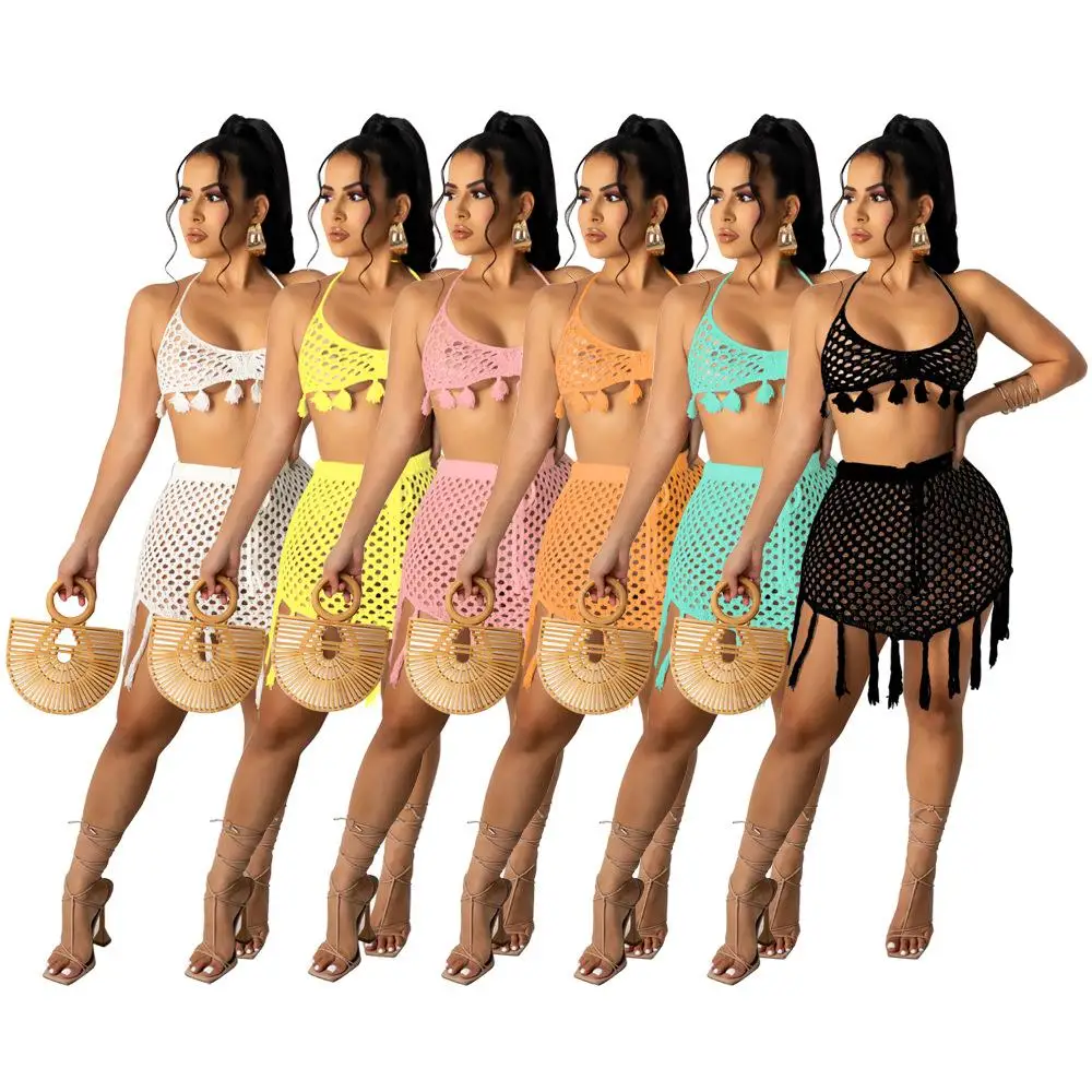 

Two-piece Knitted Mesh Bikini Beachwear