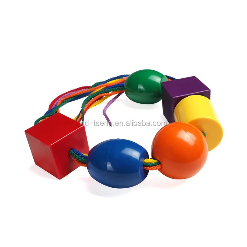 Large Lacing Bead Set For Kids Stringing Toddlers 36 Jumbo Beads & 2