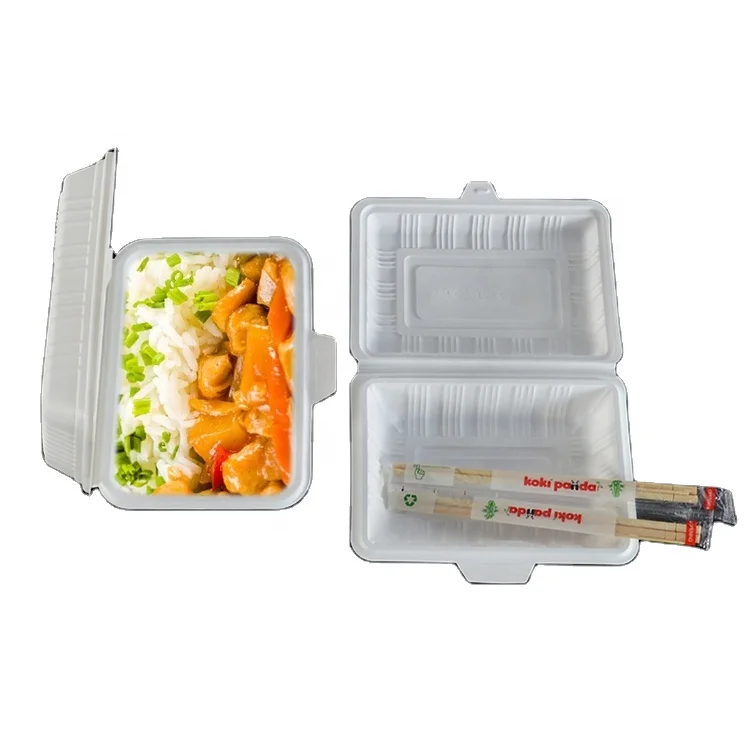 

Eco-Friendly Biodegradable Corn Starch 1000ml Food Container Disposable Lunch Box Clamshell, White