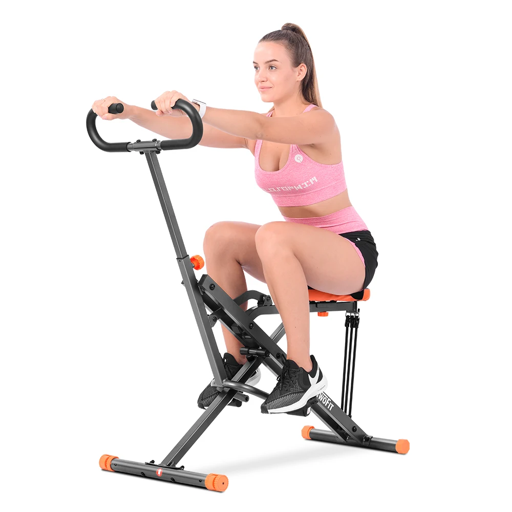 

Ride Trainer OnetwoFit High Quality Home Use Upright Horse Squat Assist Row Abdominal Crunch Horse Riding Exercise Machine, Black orange