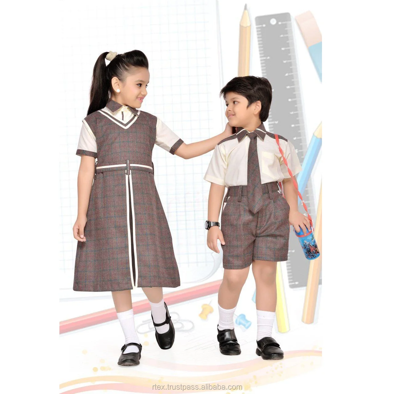 Customized School Uniform With School Logo Embroidered Or Printed For